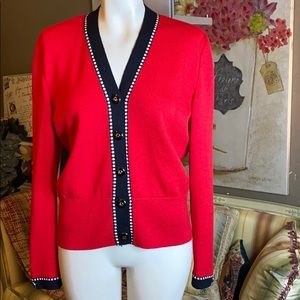 St. John Collection Knit Red Cardigan Sweater 8